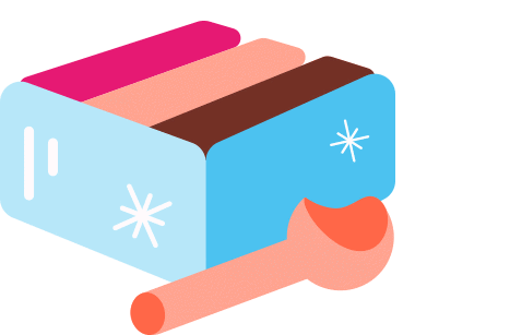 An image of neopolitan ice cream with dot-points appearing next to it